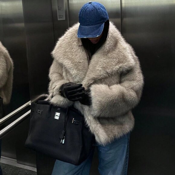 K Casual Women's Thick Faux Fur oversized Collar Jacket - Picture 1 of 11